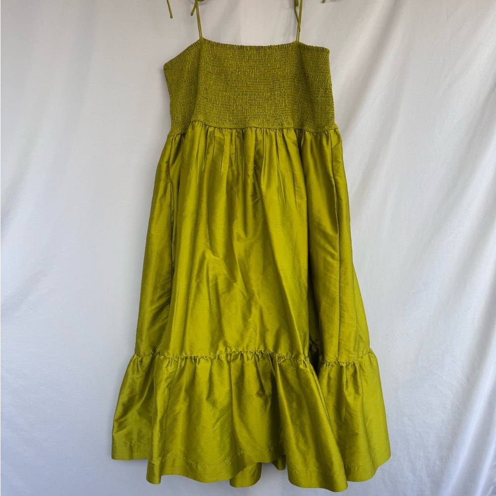 Druv Khapoor. chartreuse dress.